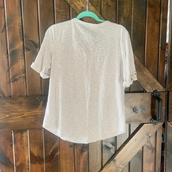 Croft & Barrow Cream and White Striped Top - Picture 2 of 4